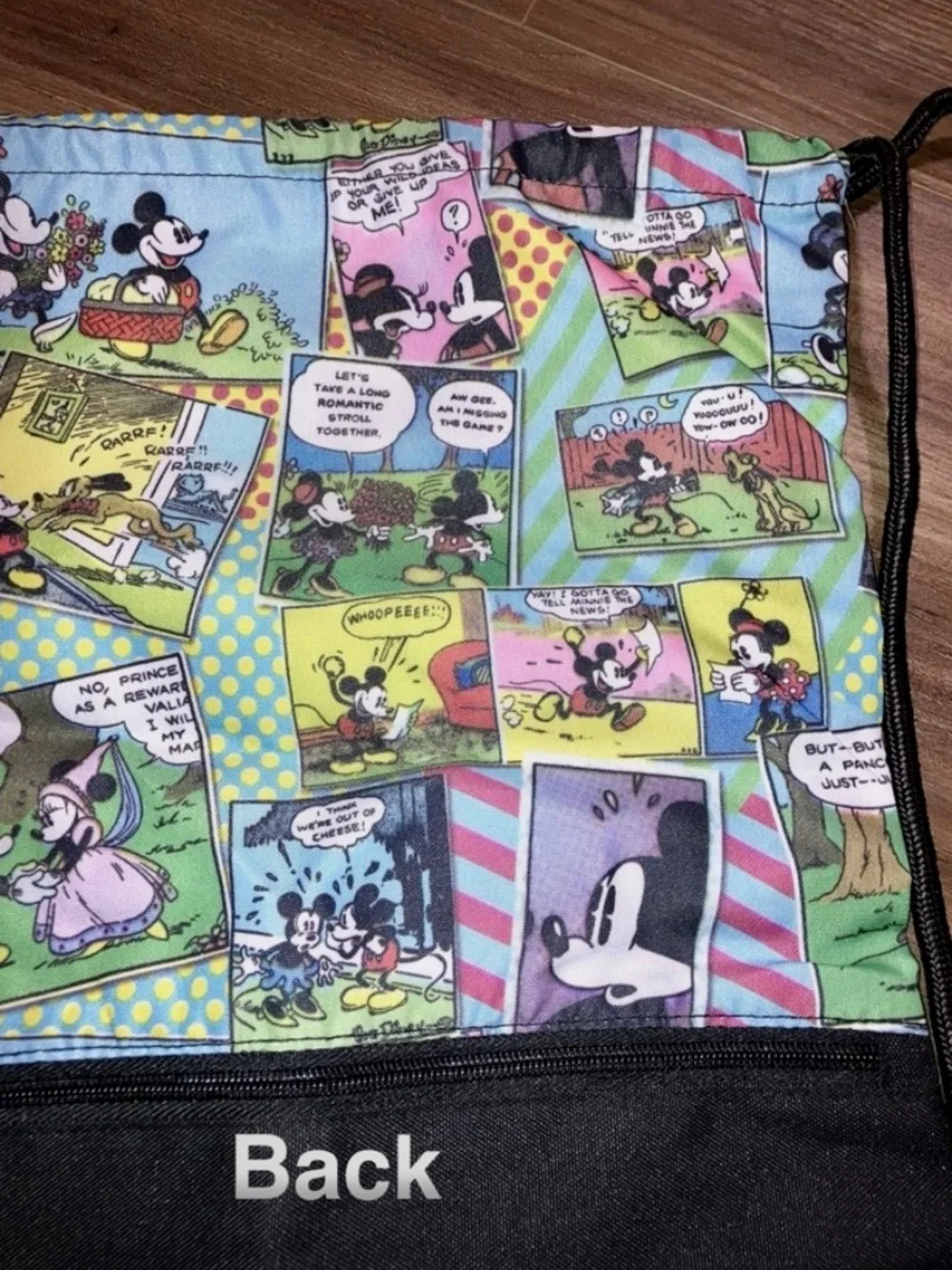 2 Walt Disney World Parks Mickey Mouse Drawstring Backpack $32 Comic Strip BNWT